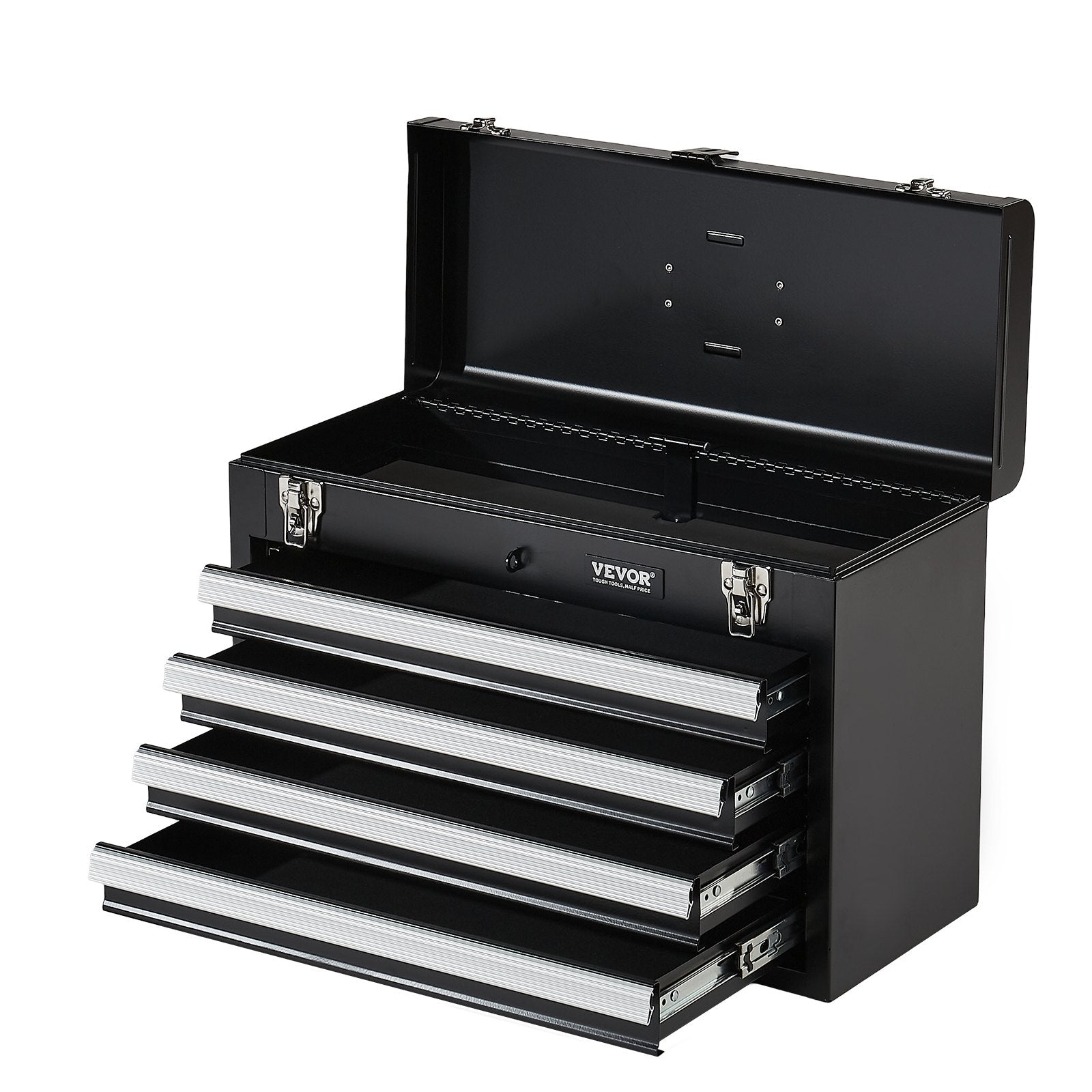 Portable Metal Tool Box – 4 Drawer Tool Chest with Lock & EVA Liners