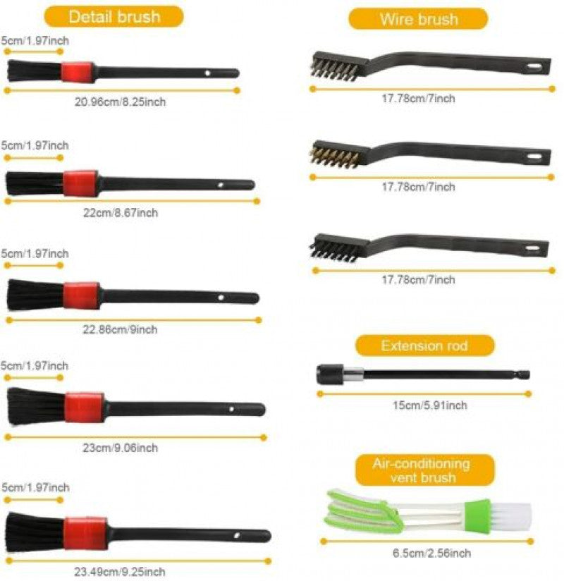 26Pcs Car Detailing Brush Set – Soft Interior & Wheel Valet Cleaning Kit